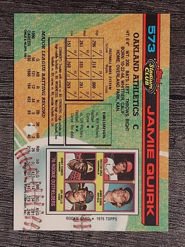 1991 Stadium Club #573 Jamie Quirk