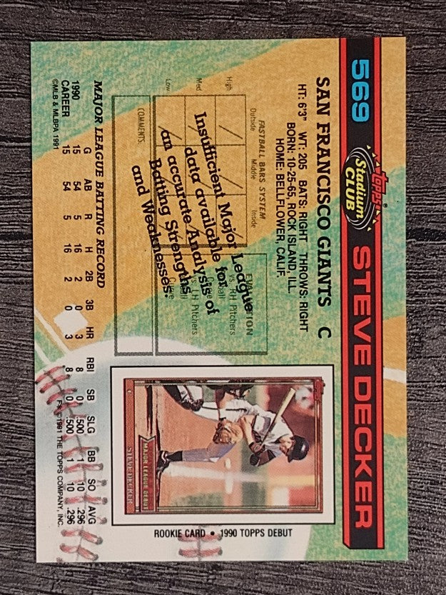 1991 Stadium Club #569 Steve Decker RC