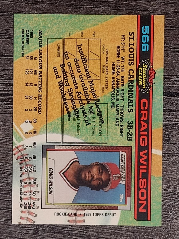 1991 Stadium Club #566 Craig Wilson RC