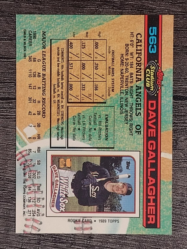 1991 Stadium Club #563 Dave Gallagher