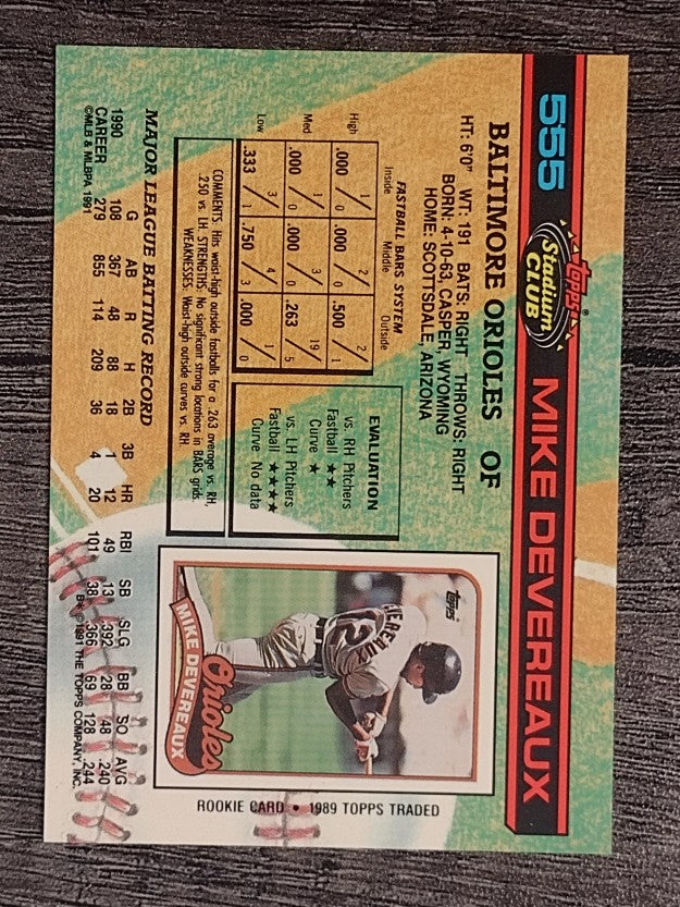 1991 Stadium Club #555 Mike Devereaux
