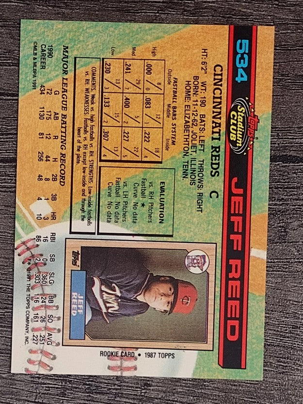 1991 Stadium Club #534 Jeff Reed