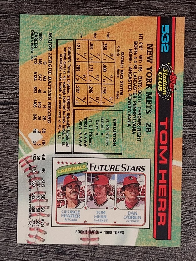 1991 Stadium Club #532 Tom Herr