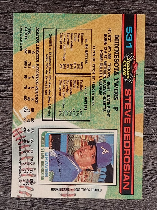 1991 Stadium Club #531 Steve Bedrosian