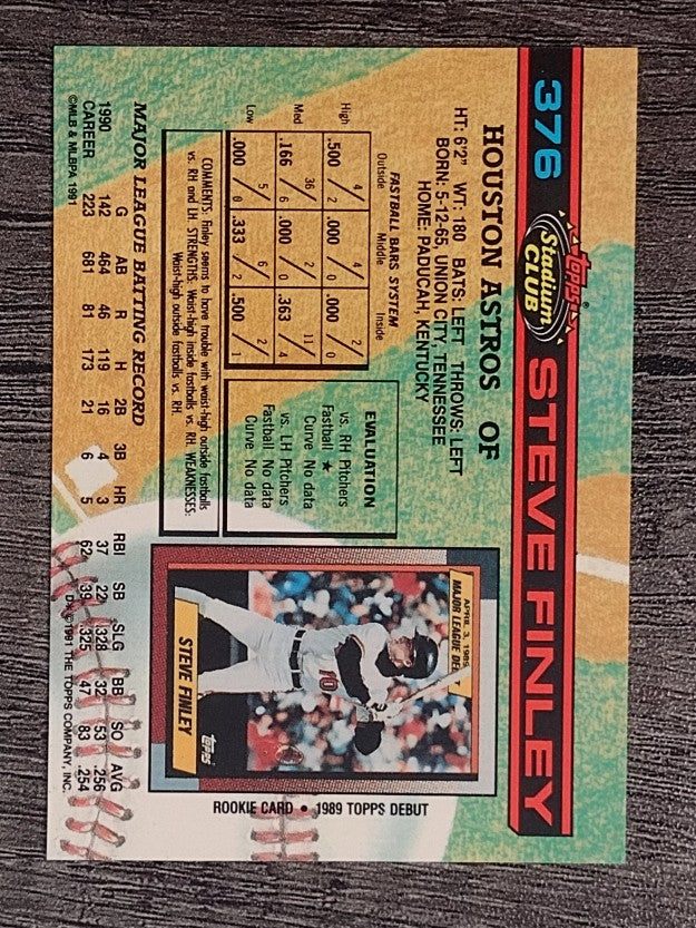 1991 Stadium Club #376 Steve Finley