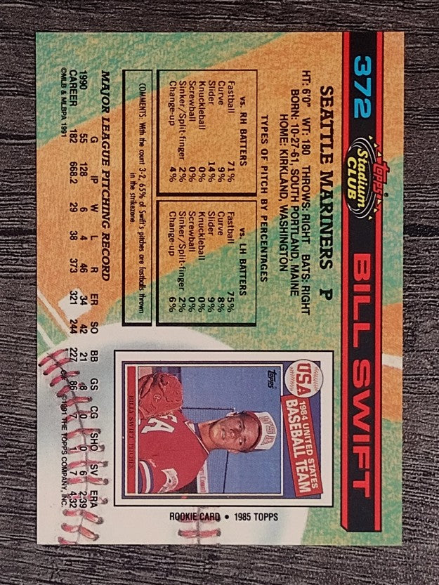 1991 Stadium Club #372 Bill Swift