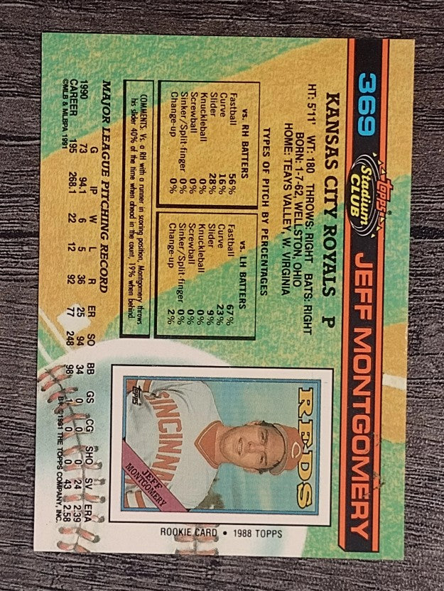 1991 Stadium Club #369 Jeff Montgomery
