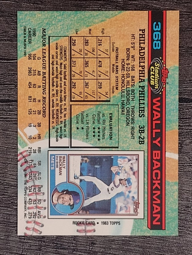 1991 Stadium Club #368 Wally Backman