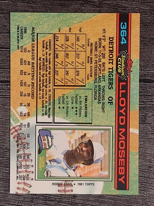 1991 Stadium Club #364 Lloyd Moseby