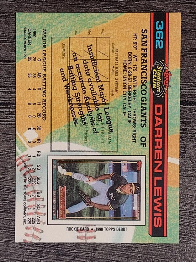 1991 Stadium Club #362 Darren Lewis
