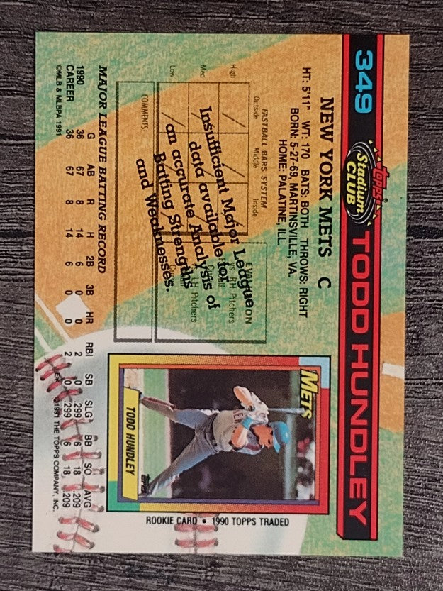 1991 Stadium Club #349 Todd Hundley