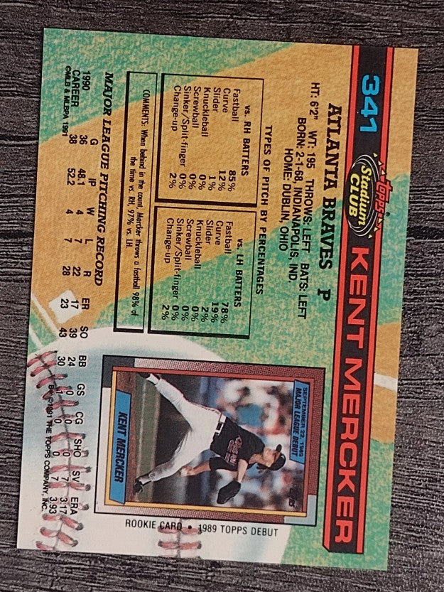 1991 Stadium Club #341 Kent Mercker
