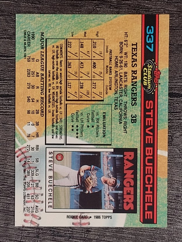 1991 Stadium Club #337 Steve Buechele