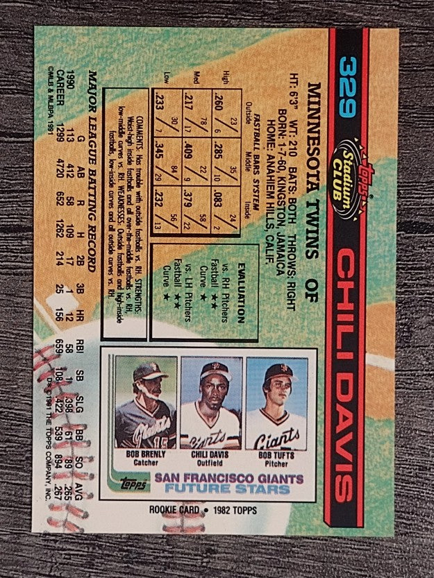 1991 Stadium Club #329 Chili Davis