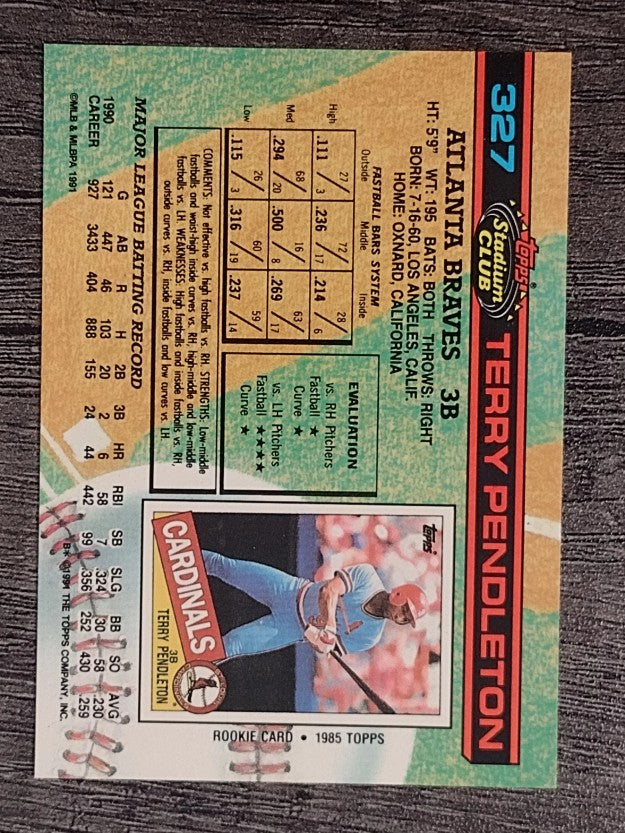 1991 Stadium Club #327 Terry Pendleton