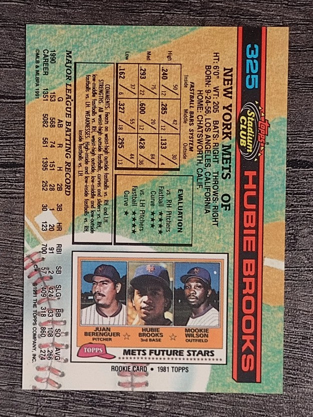 1991 Stadium Club #325 Hubie Brooks