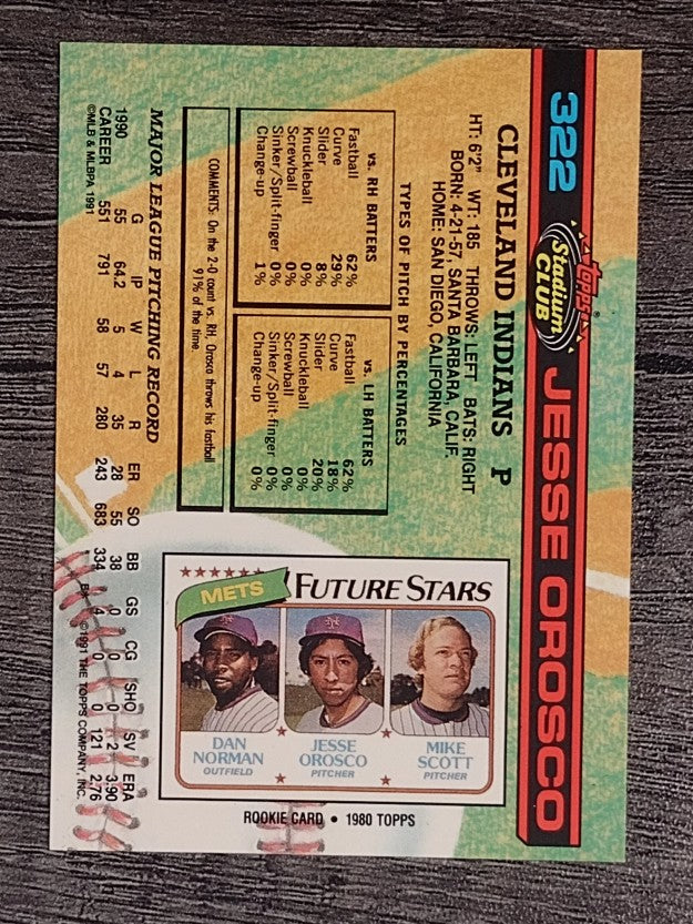1991 Stadium Club #322 Jesse Orosco