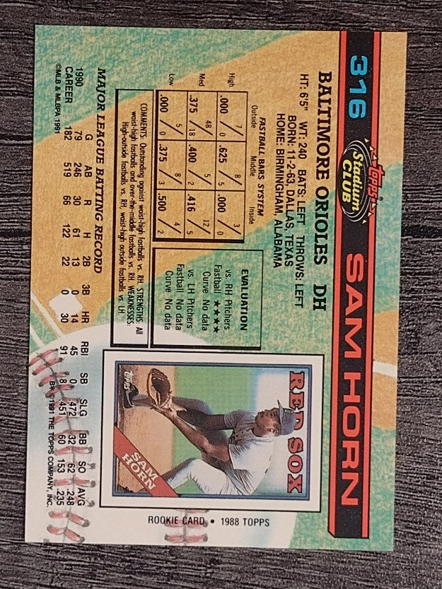 1991 Stadium Club #316 Sam Horn