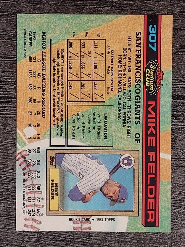 1991 Stadium Club #307 Mike Felder