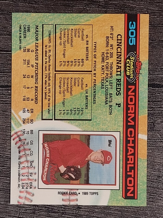 1991 Stadium Club #305 Norm Charlton