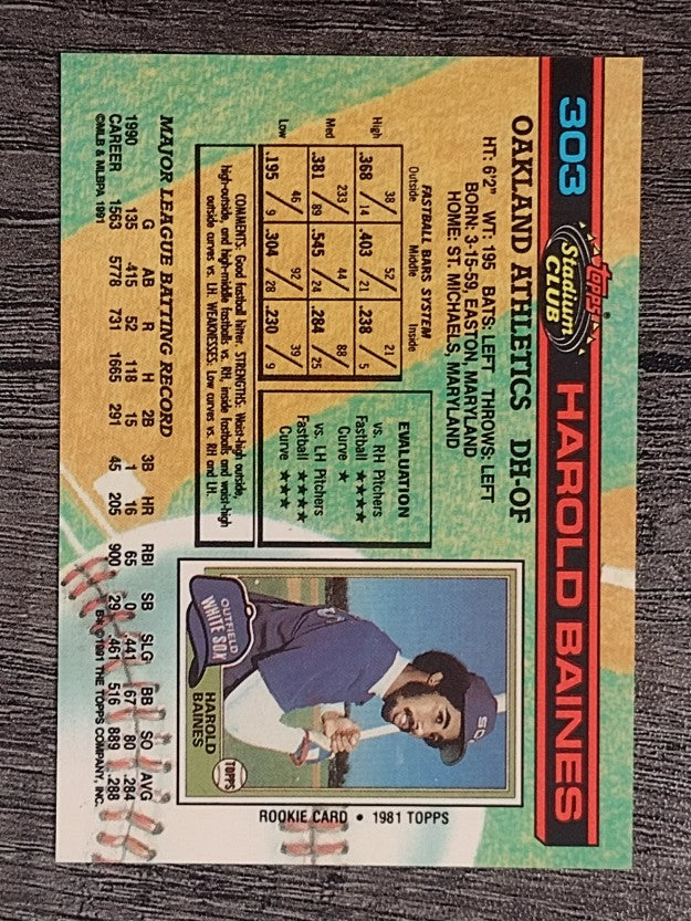 1991 Stadium Club #303 Harold Baines