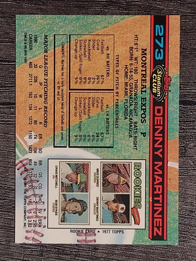 1991 Stadium Club #273 Dennis Martinez