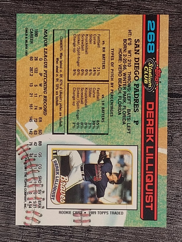 1991 Stadium Club #268 Derek Lilliquist