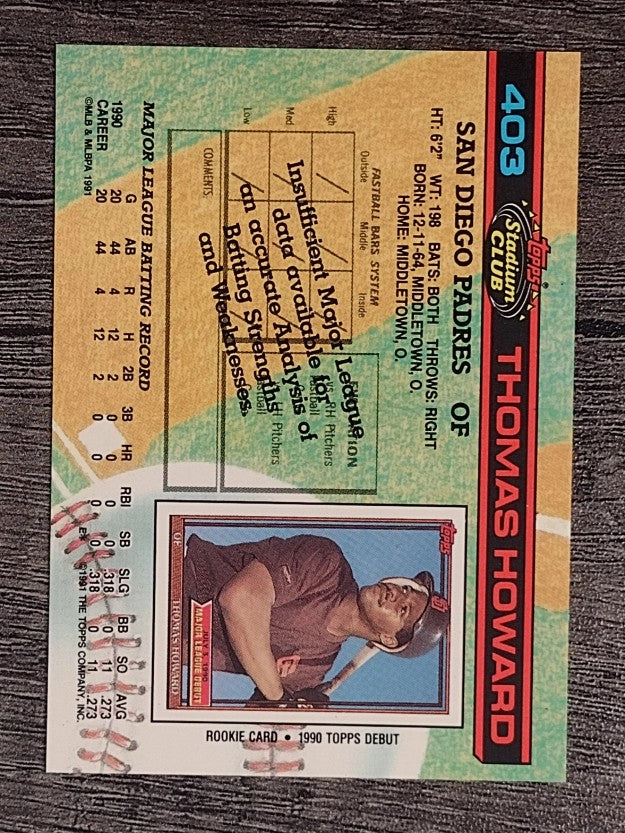 1991 Stadium Club #403 Thomas Howard