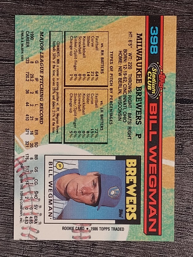 1991 Stadium Club #398 Bill Wegman