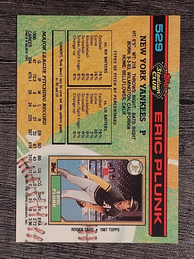 1991 Stadium Club #529 Eric Plunk