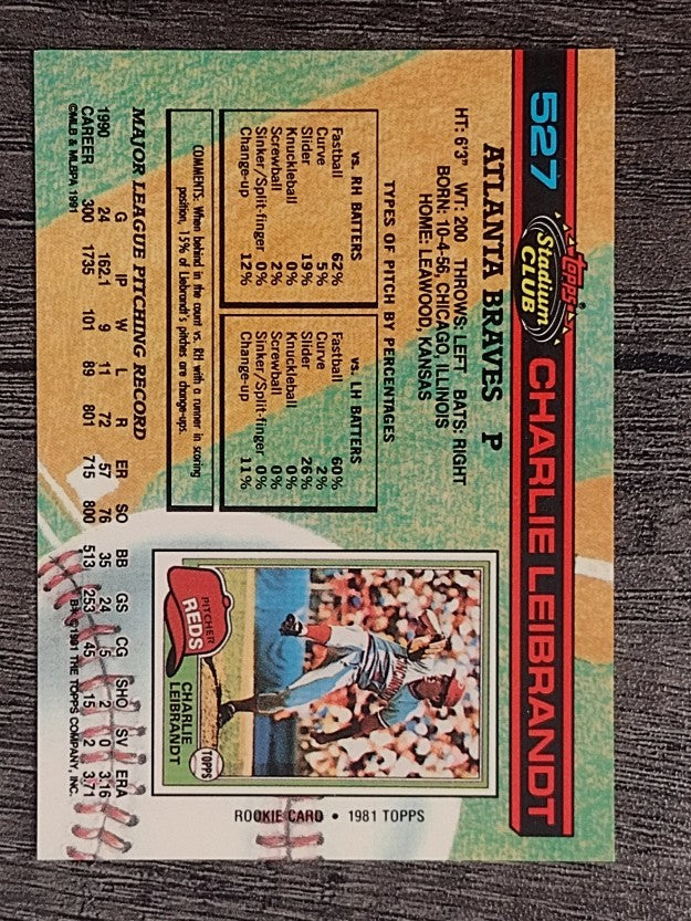 1991 Stadium Club #527 Charlie Leibrandt