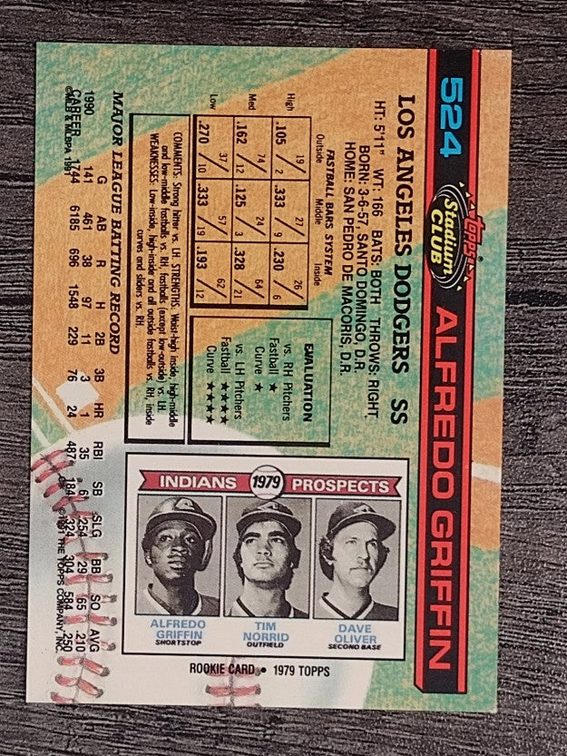 1991 Stadium Club #524 Alfredo Griffin