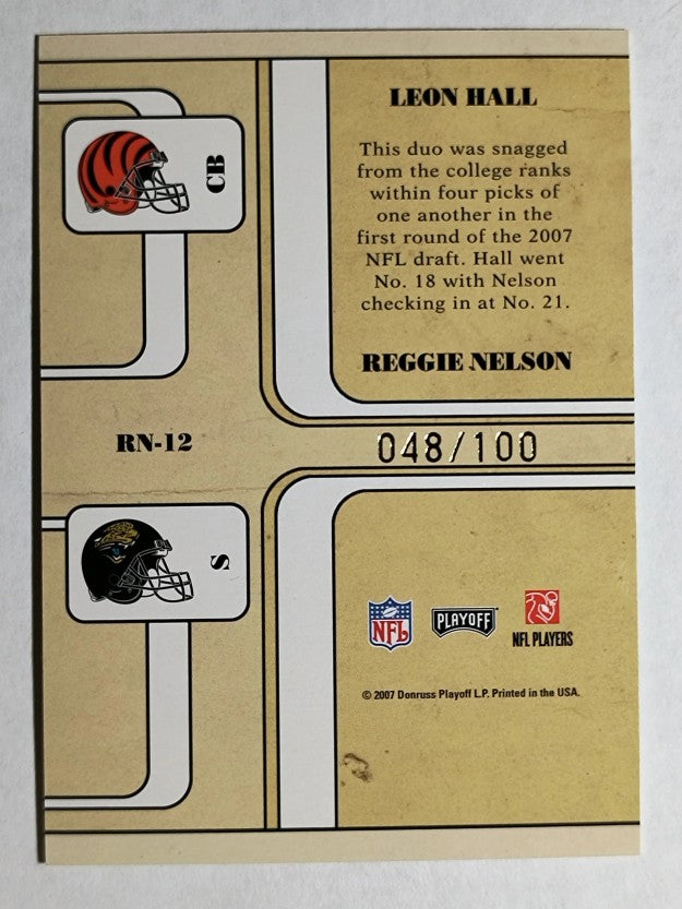 2007 Playoff Contenders Round Numbers Black #12 Leon Hall/Reggie Nelson