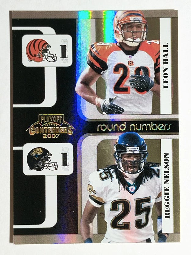 2007 Playoff Contenders Round Numbers Black #12 Leon Hall/Reggie Nelson