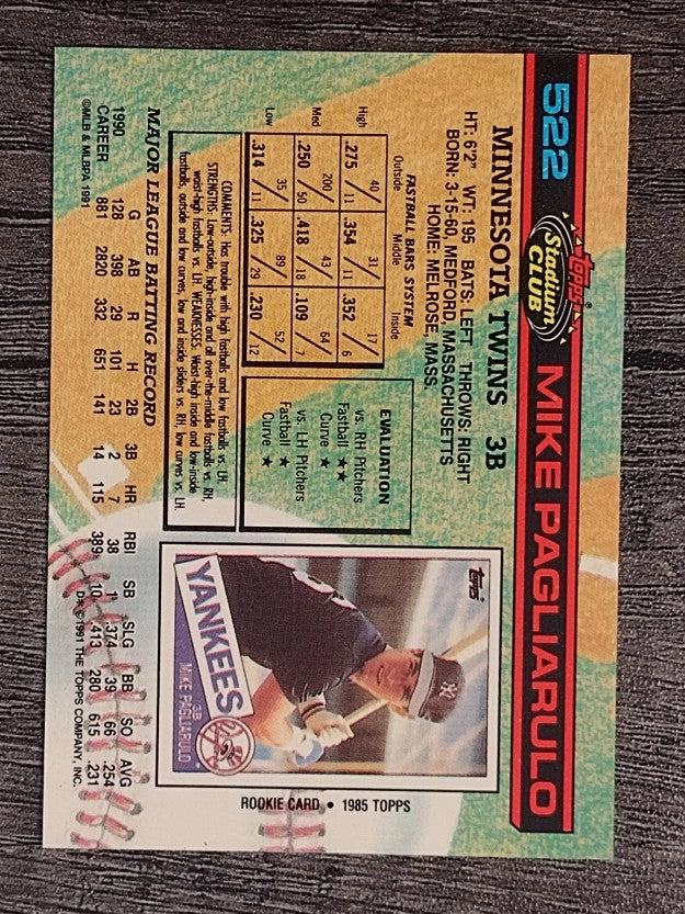 1991 Stadium Club #522 Mike Pagliarulo