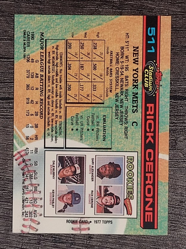 1991 Stadium Club #511 Rick Cerone