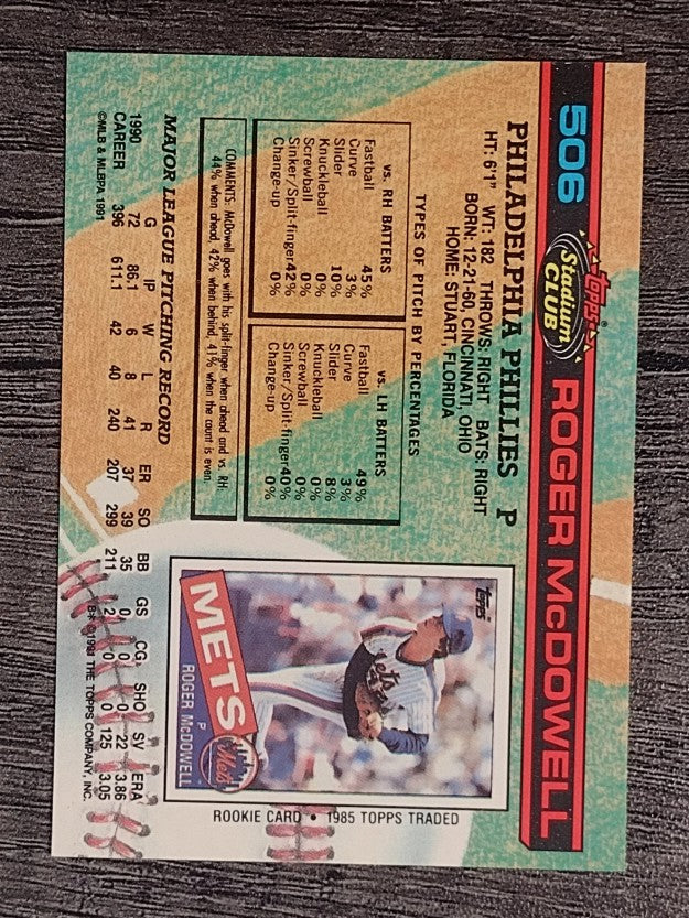 1991 Stadium Club #506 Roger McDowell