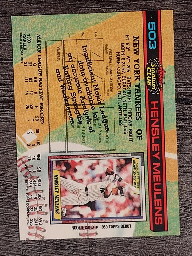 1991 Stadium Club #503 Hensley Meulens