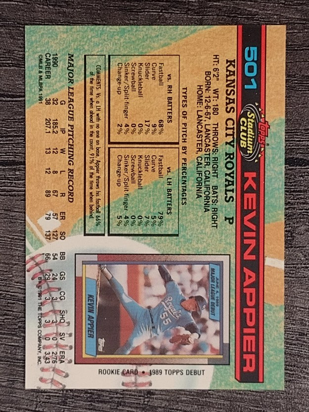 1991 Stadium Club #501 Kevin Appier