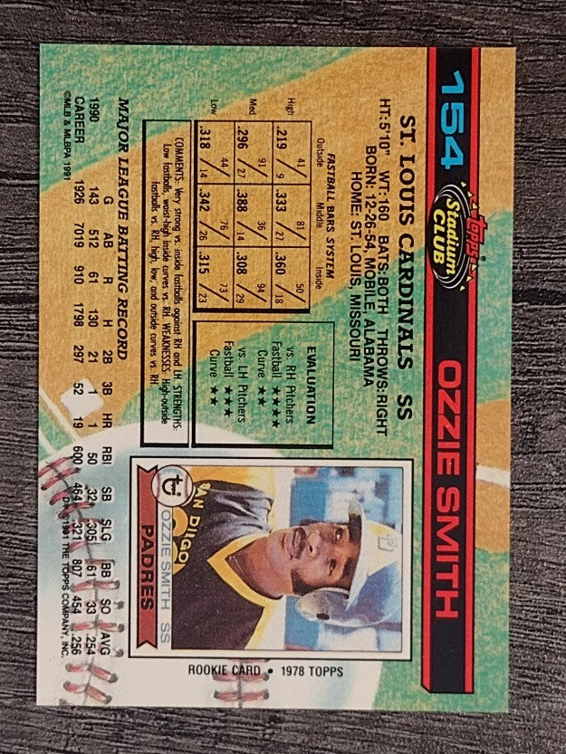 1991 Stadium Club #154 Ozzie Smith