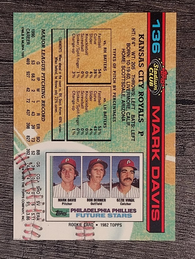 1991 Stadium Club #136 Mark Davis