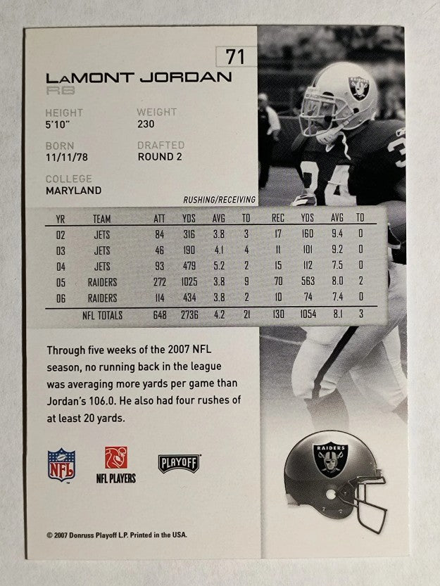 2007 Playoff NFL Playoffs Red Proof #71 LaMont Jordan