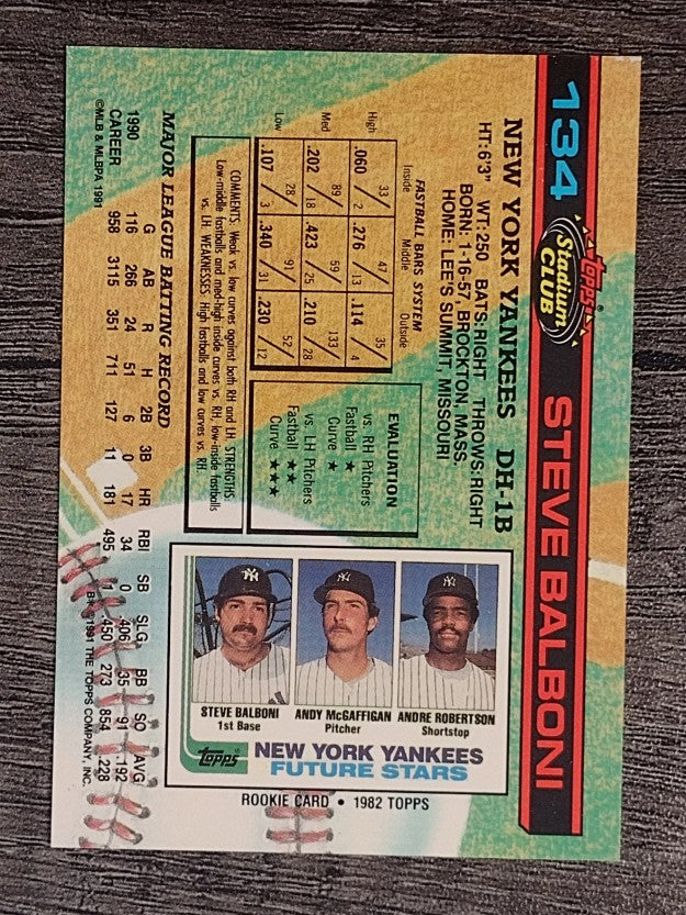 1991 Stadium Club #134 Steve Balboni