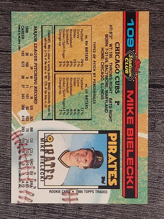 1991 Stadium Club #109 Mike Bielecki