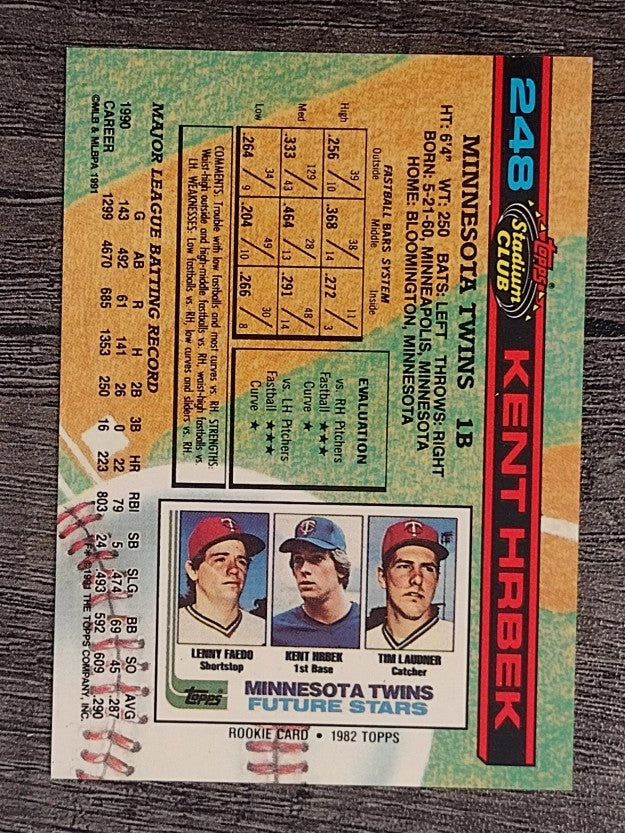 1991 Stadium Club #248 Kent Hrbek