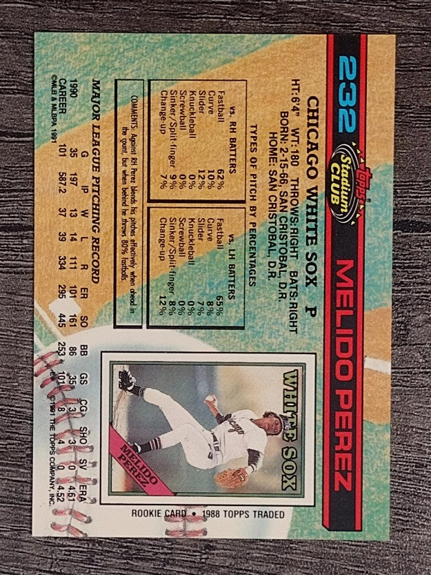 1991 Stadium Club #232 Melido Perez
