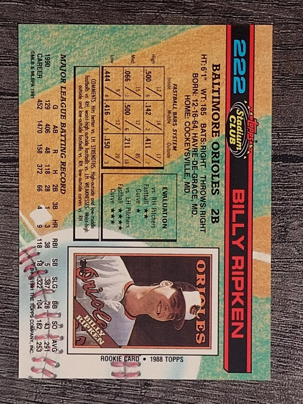 1991 Stadium Club #222 Billy Ripken