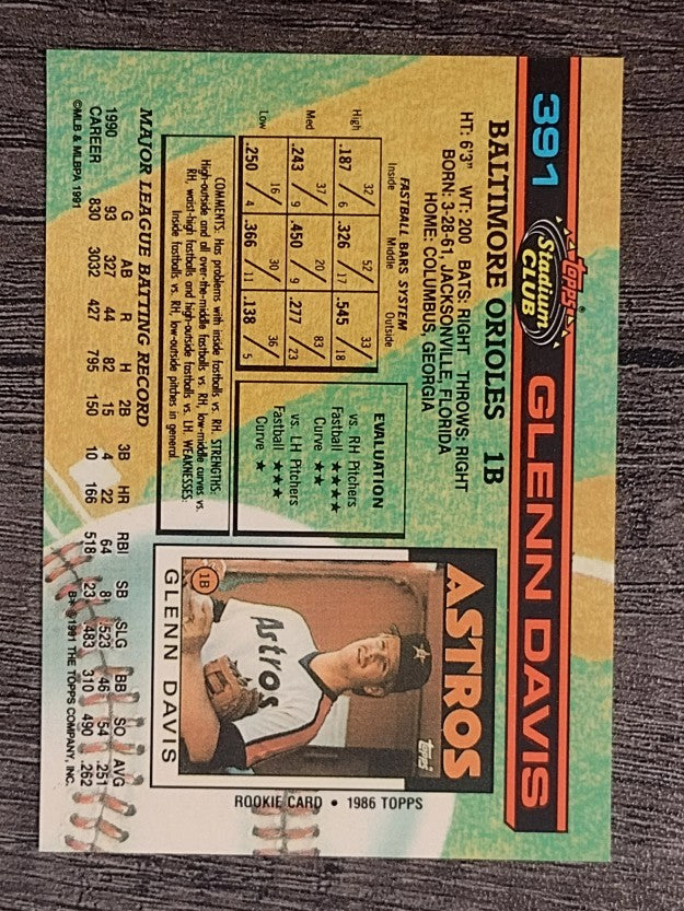 1991 Stadium Club #391 Glenn Davis