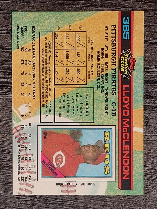 1991 Stadium Club #385 Lloyd McClendon
