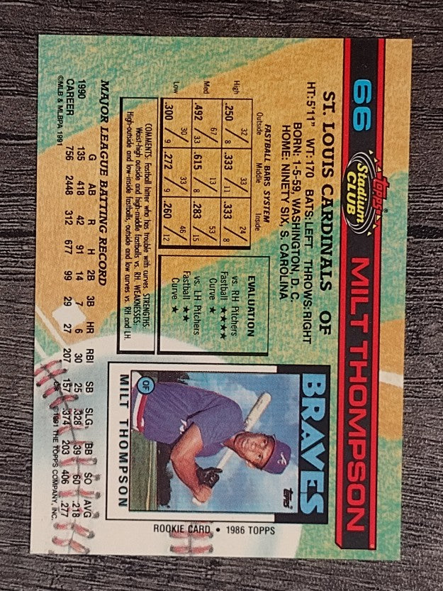 1991 Stadium Club #66 Milt Thompson